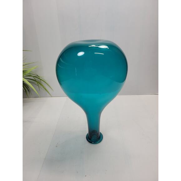 Vintage Bud Vase Blue Teal Art Glass Narrow top Decanter - Picture 4 of 4